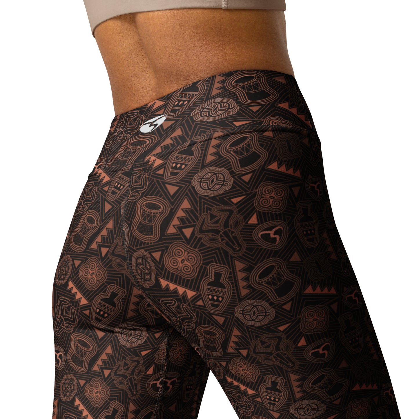 Adire Brown Mask Yoga Leggings