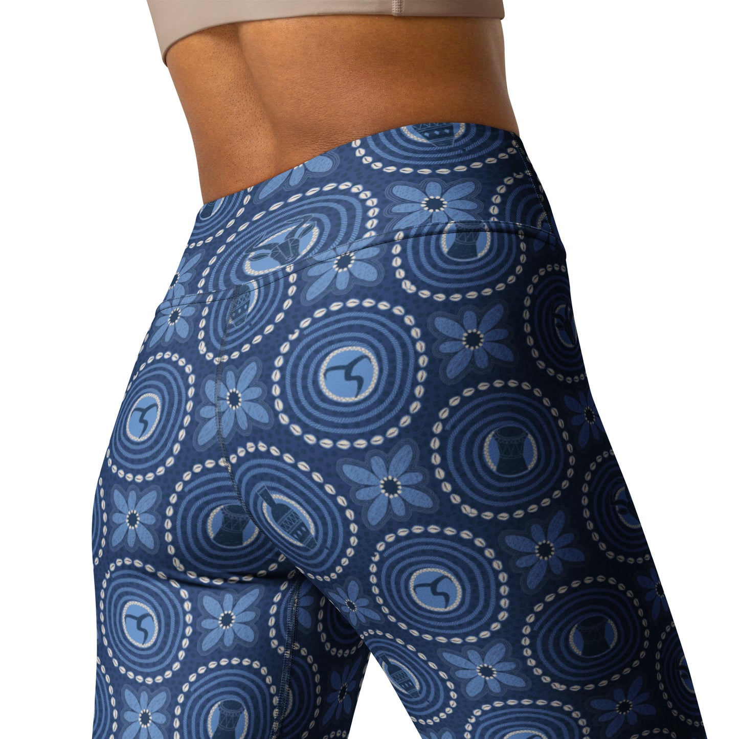 Blue Adire Yoga Leggings