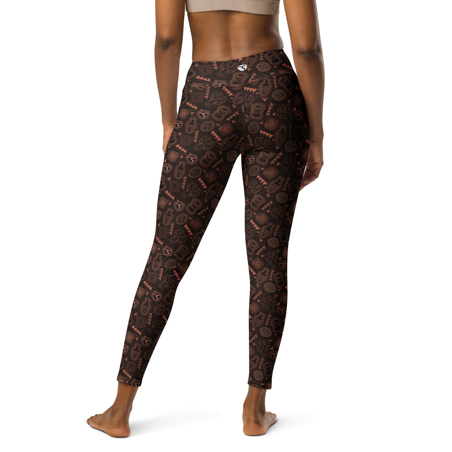 Adire Brown Mask Yoga Leggings