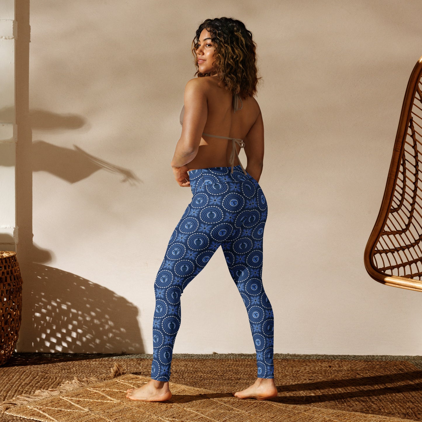 Blue Adire Yoga Leggings