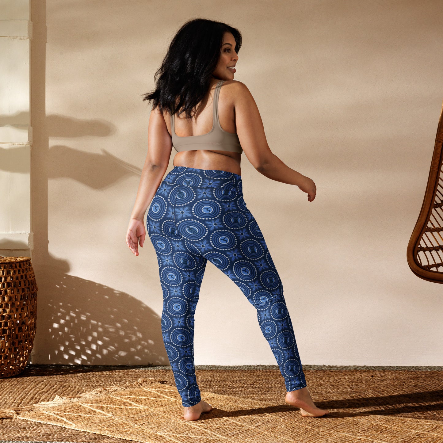 Blue Adire Yoga Leggings