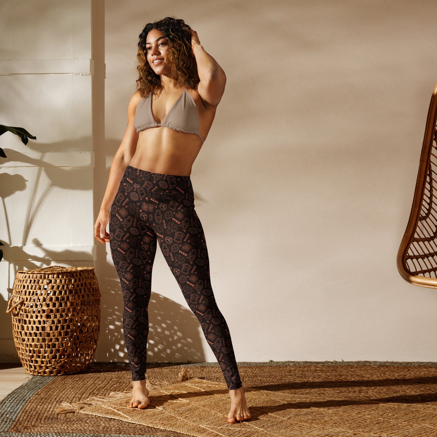 Adire Brown Mask Yoga Leggings