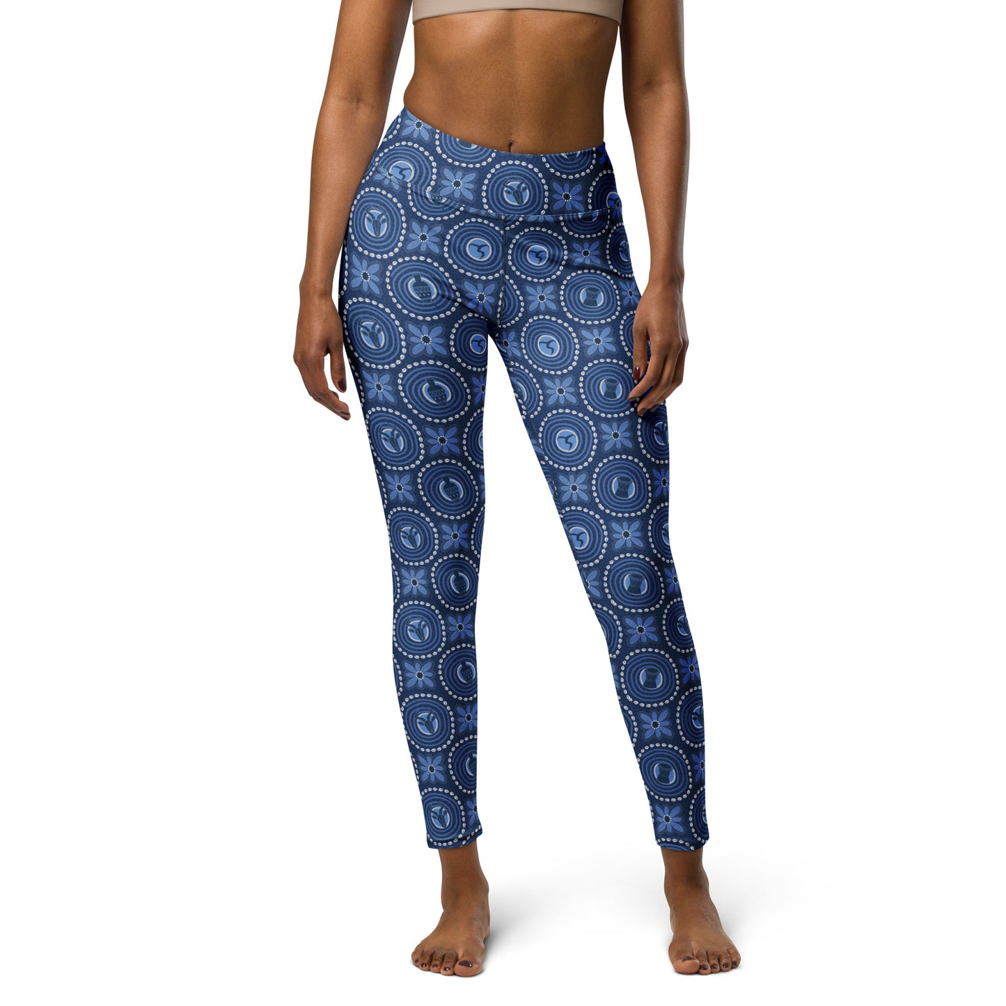 Blue Adire Yoga Leggings