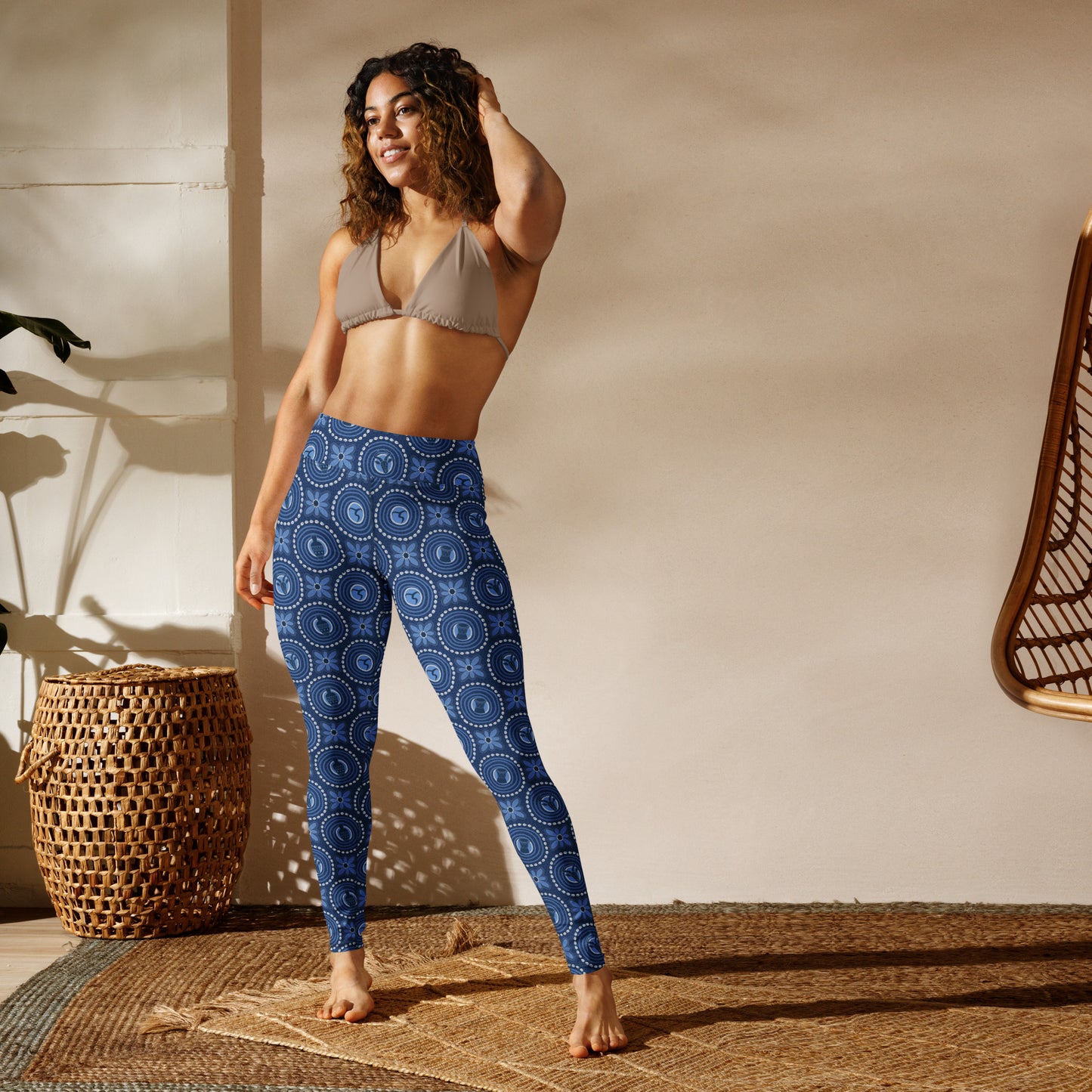 Blue Adire Yoga Leggings
