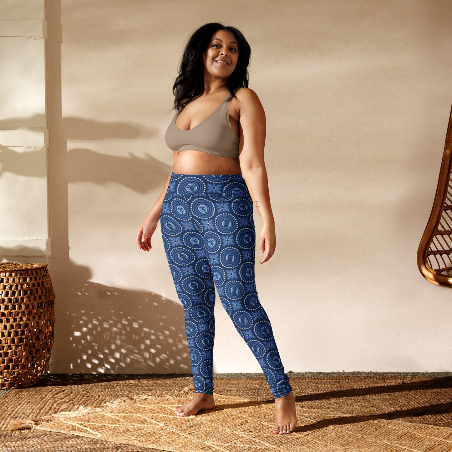 Blue Adire Yoga Leggings