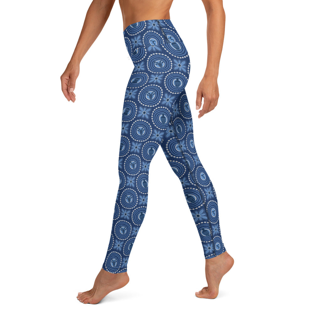 Blue Adire Yoga Leggings