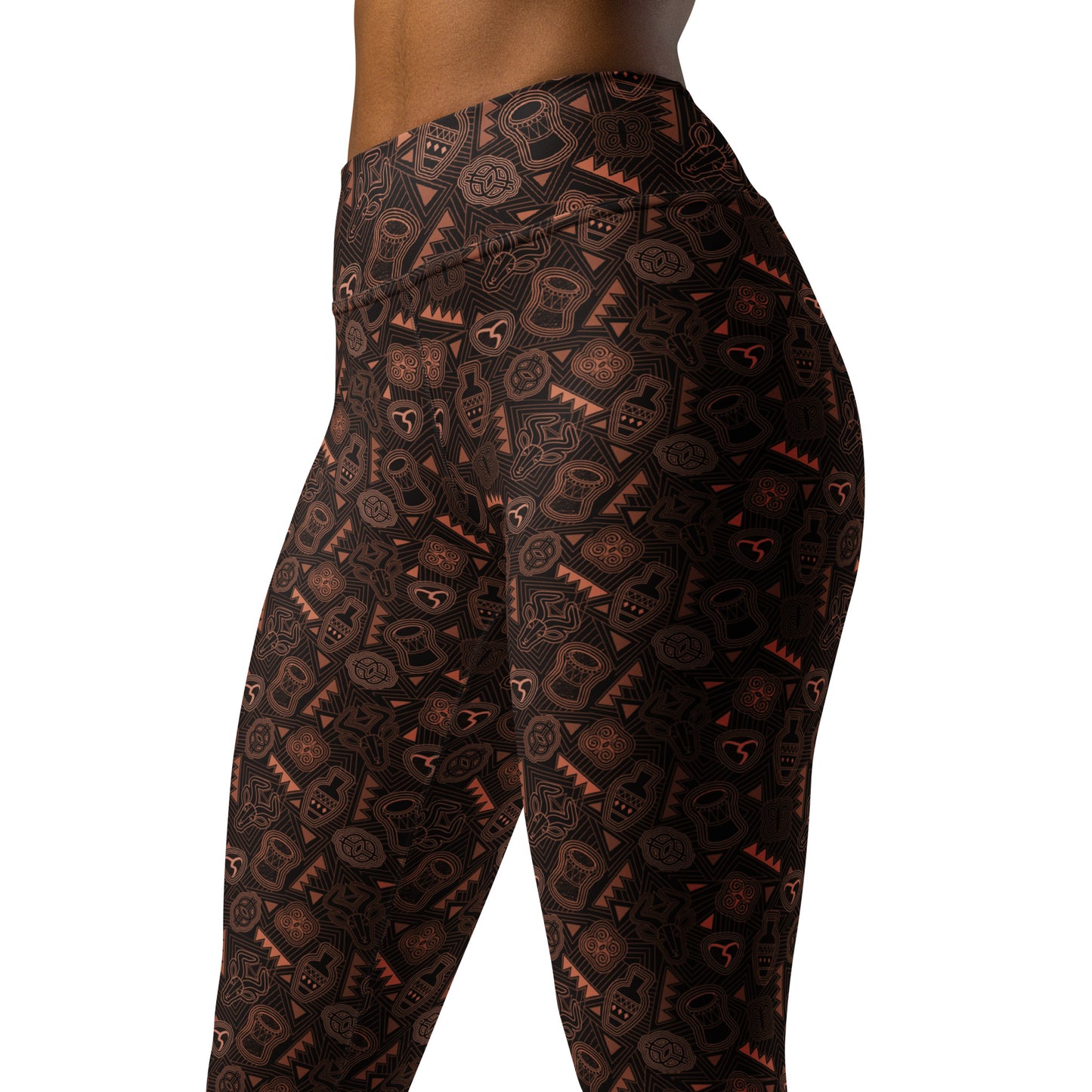 Adire Brown Mask Yoga Leggings