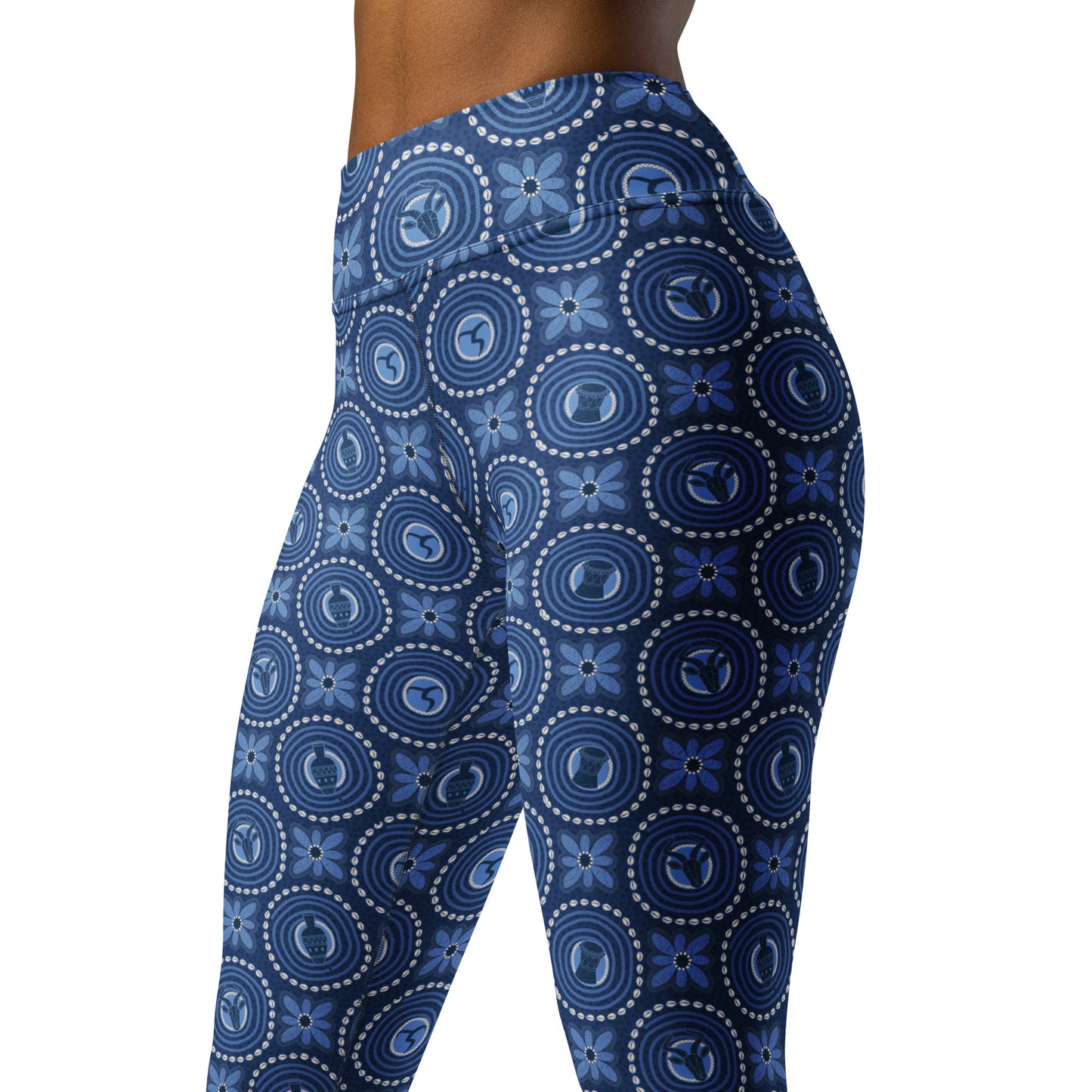 Blue Adire Yoga Leggings