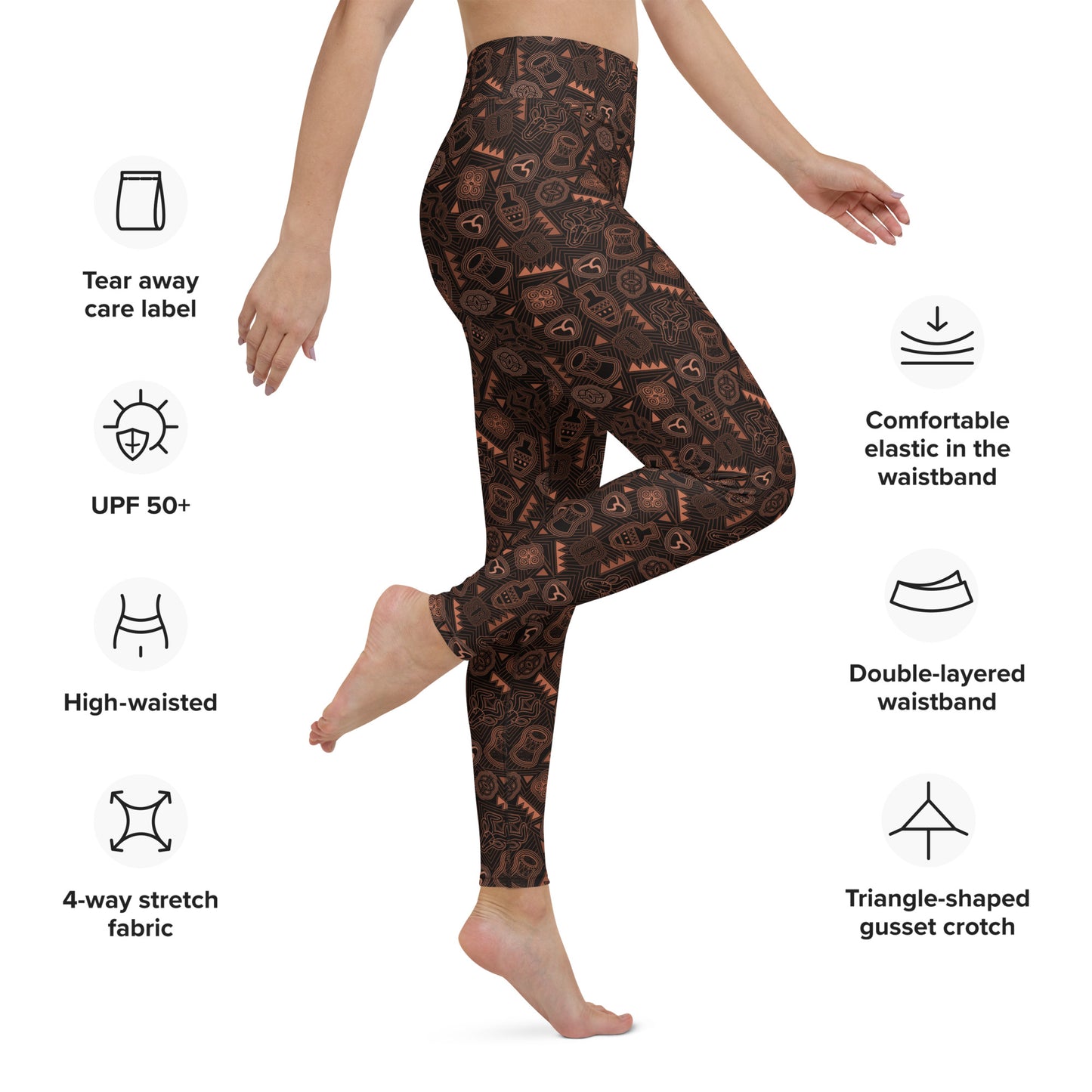 Adire Brown Mask Yoga Leggings