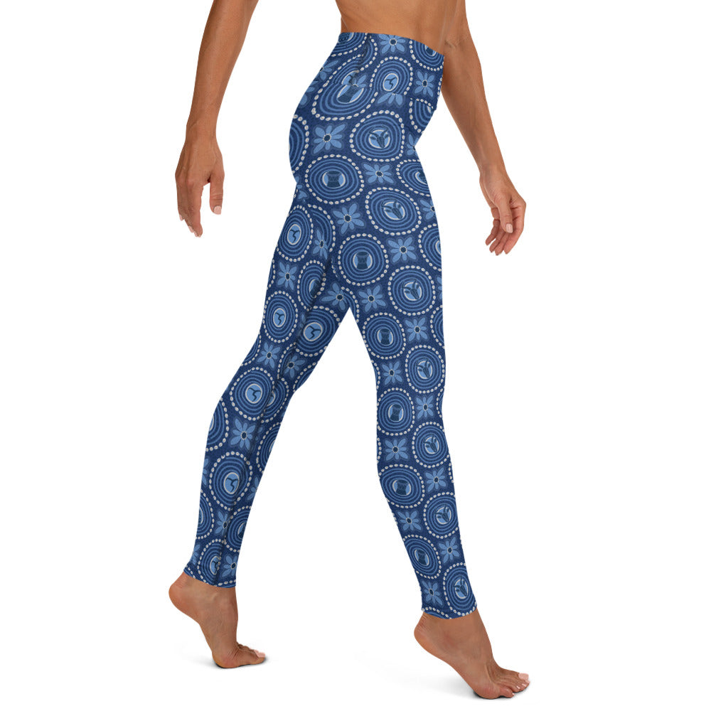 Blue Adire Yoga Leggings