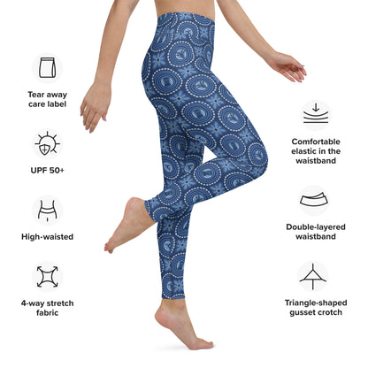 Blue Adire Yoga Leggings